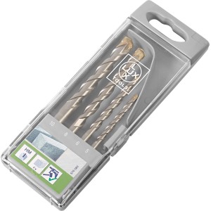 Set di punte per cemento LUX Comfort, 4 pezzi (Ø 5-10 mm) in custodia di plastica grigia.