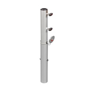 Douille de sol Doppler en aluminium pour parasols avec vis de fixation.