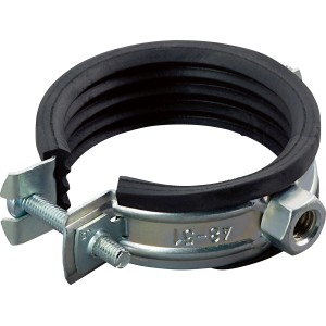 Collare di supporto insonorizzato, Ø 48-51 mm, in acciaio zincato con inserto in gomma per fissaggio tubi.