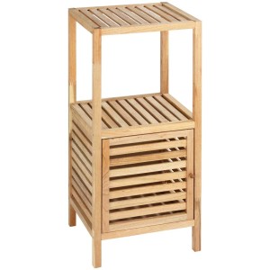 Étagère de salle de bain Norway en noyer avec porte et 2 étagères (86x39,5cm)