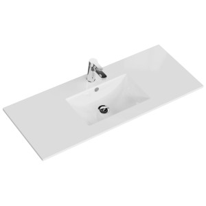 Vasque Pelipal Quantum 07, largeur 121 cm, céramique blanc brillant avec robinet.