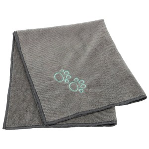 Asciugamano in microfibra Trixie grigio-turchese con impronta di zampa, 50x60 cm, per la cura del pelo del cane.