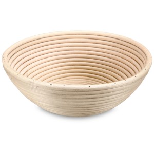 Runder Gärkorb aus Naturmaterial, ideal zum Gehenlassen von Brotteig. Küchenhelfer für selbstgemachtes Brot.