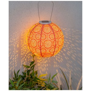 Lanterne solaire LED Schönenberger Tyvek Rose illuminée, Ø 25cm, avec motif délicat.