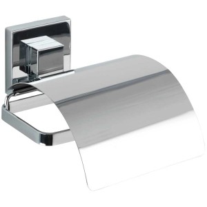 Wenko Porta carta igienica Cover Vacuum-Loc Quadro in acciaio inox con coperchio.