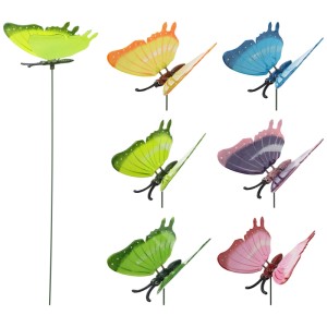Mehrfarbige Gartenstecker Schmetterlinge, Gartendeko für Beet und Balkon, 1 Stück.