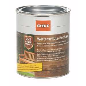 OBI Wetterschutz-Holzlasur 2in1 Teak, Dose. Holzlasur für Aussenbereich, Farbton Teak.