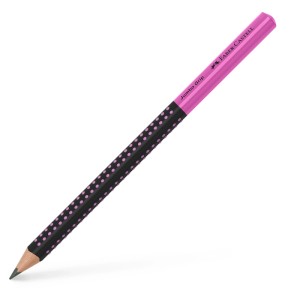 Faber-Castell Jumbo Grip Bleistift, schwarz-pink, mit Noppen für besseren Halt.