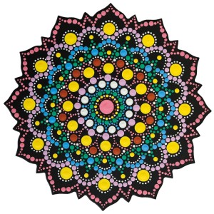 Aladine Dot Art stencil con pannello MDF (20x20 cm) per motivi a punti e dot painting.