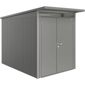 Abri de jardin Biohort AvantGarde A3, gris quartz métallisé, avec double porte. Abri de jardin en métal.
