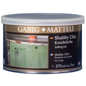 Barattolo di pittura a gesso Gäbig+Mätteli Shabby Chic color salvia, vernice opaca per mobili e decorazioni.