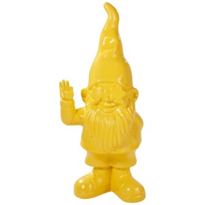 Mehrfarbiger Gartenzwerg aus Polyresin, 70,5 cm hoch, winkend. Dekorative Gartendeko.
