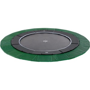 Trampolino interrato nero EXIT Dynamic Ø 305 cm con piastre di sicurezza Freezone verdi.