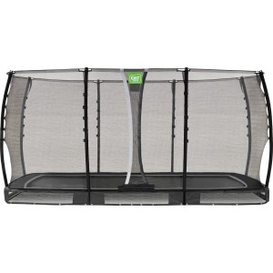 Trampolino interrato nero EXIT Allure Classic 244x427 cm con rete di sicurezza.