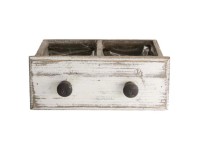 DecoFinder Holz-Schublade mit Knopf Weiss 9 x 22 x 10 cm