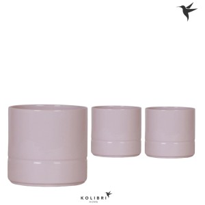 Vasi in ceramica rosa pastello, diverse dimensioni per orchidee e piante da interno.