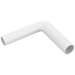 Raccord coudé blanc à 90° pour réservoirs de chasse d'eau en plastique.