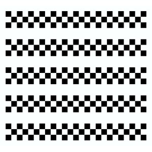 Adesivo Raceflag-Stripe, 30mm largo, 5m lungo, a scacchi bianco e nero.