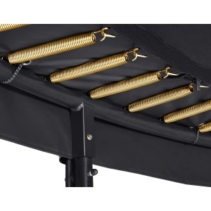 Dettaglio del trampolino Salta First Class nero (ø 427 cm) con molle.