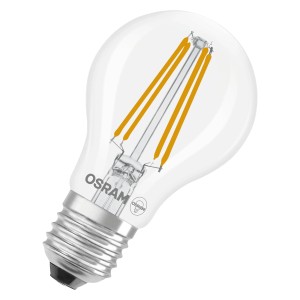 Lampadina LED Osram E27 a forma di lampadina, 5,9W, 806 lm, bianco caldo, chiara.