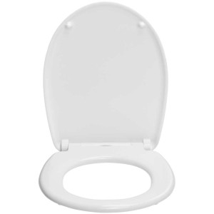 Abattant WC Diaqua Frog ouvert, blanc, en duroplast avec fermeture ralentie.
