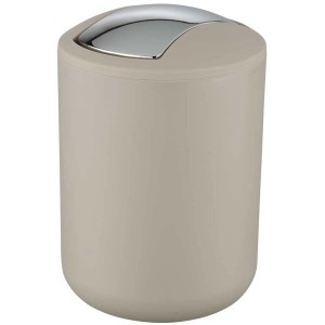 Wenko Pattumiera basculante Brasil Taupe, 2 l, cestino cosmetici per bagno o WC.