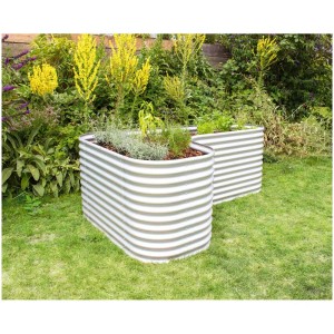 Estensione per aiuola rialzata Vitavia Curve 858 argento (80x80 cm) in giardino.