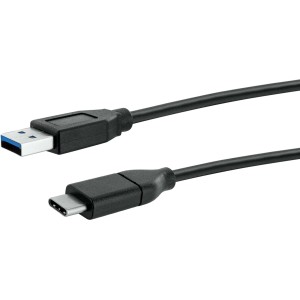 Cavo di ricarica e sincronizzazione nero Schwaiger USB 3.0 A a USB 3.1 Type C per computer e multimedia.
