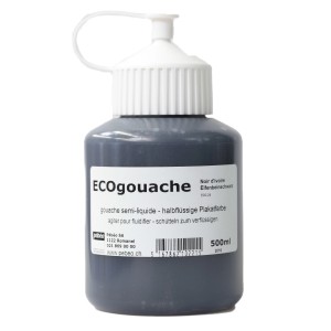 Pébéo Ecogouache Plakatfarbe Elfenbein-Schwarz, 500ml Flasche.