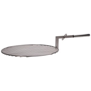 Grille ronde Nouvel Beta en acier inoxydable avec poignée pour un barbecue en toute sécurité.