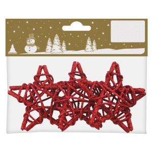 Étoiles de vigne rouges (3 pièces) à suspendre, Ø 8 cm, décoration de Noël.