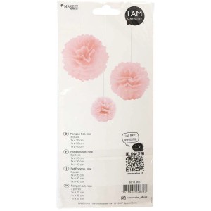 I Am Creative Pompons-Set Seidenpapier Rosa, 3 Größen für Party-Deko.