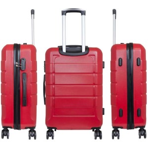 3-tlg. Rollkoffer-Set Como aus ABS, rot, mit Teleskopgriff und Rollen.