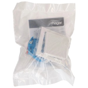 Interrupteur à bouton-poussoir Hager Kallysto Schema 6, insert avec plaque frontale, blanc, emballé.