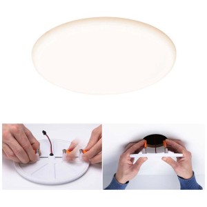 Panneau LED encastrable Paulmann Veluna VariFit Zigbee, rond, 21,5 cm, 17 W. Lumière homogène, montage flexible.
