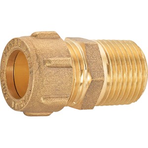 Raccordo a compressione in ottone, 15 mm x 21 mm (R 1/2), per impianti idraulici e di riscaldamento.
