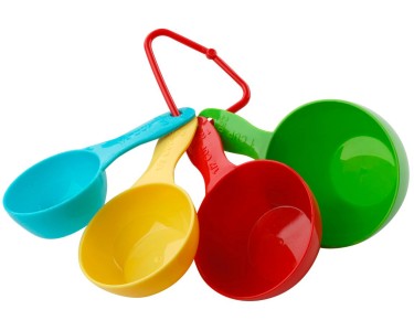 Fackelmann Set di cucchiai dosatori plastica Blu / Giallo / Rosso / Verde 4  pz.