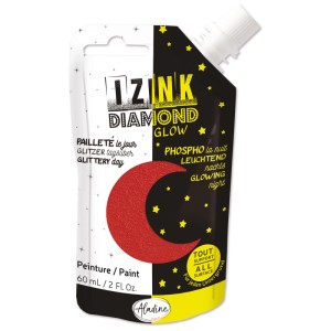 Aladine Diamond Glow Rosso, 80ml pittura glitter per hobby creativi e decorazioni.