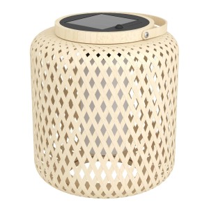 Lanterne solaire LED Eglo Marliano marron, 24 cm, en treillis de bois pour l'extérieur.