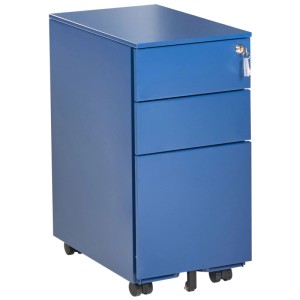 Beliani Armoire de bureau Bolsena avec roulettes bleue 60 x 30 x 45 cm