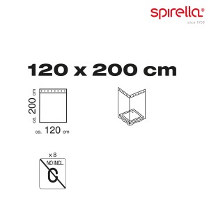 Spirella Tenda doccia Primo, 120x200 cm, Bordeaux, schema e esempio di applicazione.