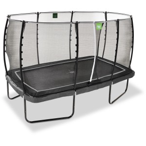 Trampolino da giardino nero EXIT Allure Classic, 214 x 366 cm, con rete di sicurezza e sistema di protezione per i piedi.