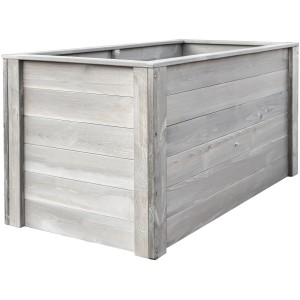 Letto rialzato da giardino in legno grigio, 150x76x79 cm, ideale per giardino e patio. Robusto e resistente alle intemperie.