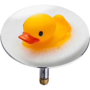 Wenko Bonde de baignoire Duck : Canard jaune en mousse sur bouchon réglable.