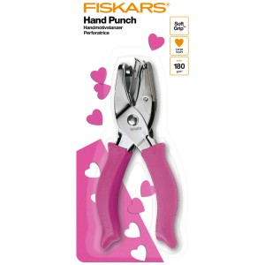 Fiskars punzone a mano per cuori grandi, manici rosa, per bricolage e decorazioni.