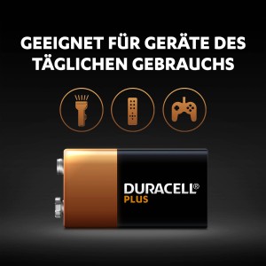Batteria Duracell 9V per torce, rilevatori di fumo e radio.