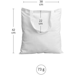Sac en tissu blanc avec anses courtes, 38x42 cm, idéal pour la peinture et l'impression.