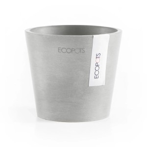 Pot de fleurs Ecopots Amsterdam Mini, gris-blanc, 10,5 cm. Idéal pour l'intérieur.