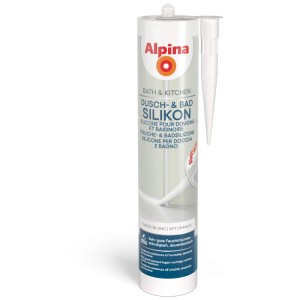 Alpina Dusch- und Badsilikon, weiß, 300ml Kartusche für Bad & Küche.