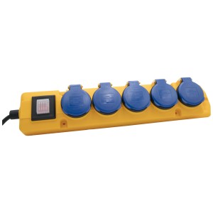 Multiprise jaune Super-Solid avec 5 prises T13 et protection IP55.